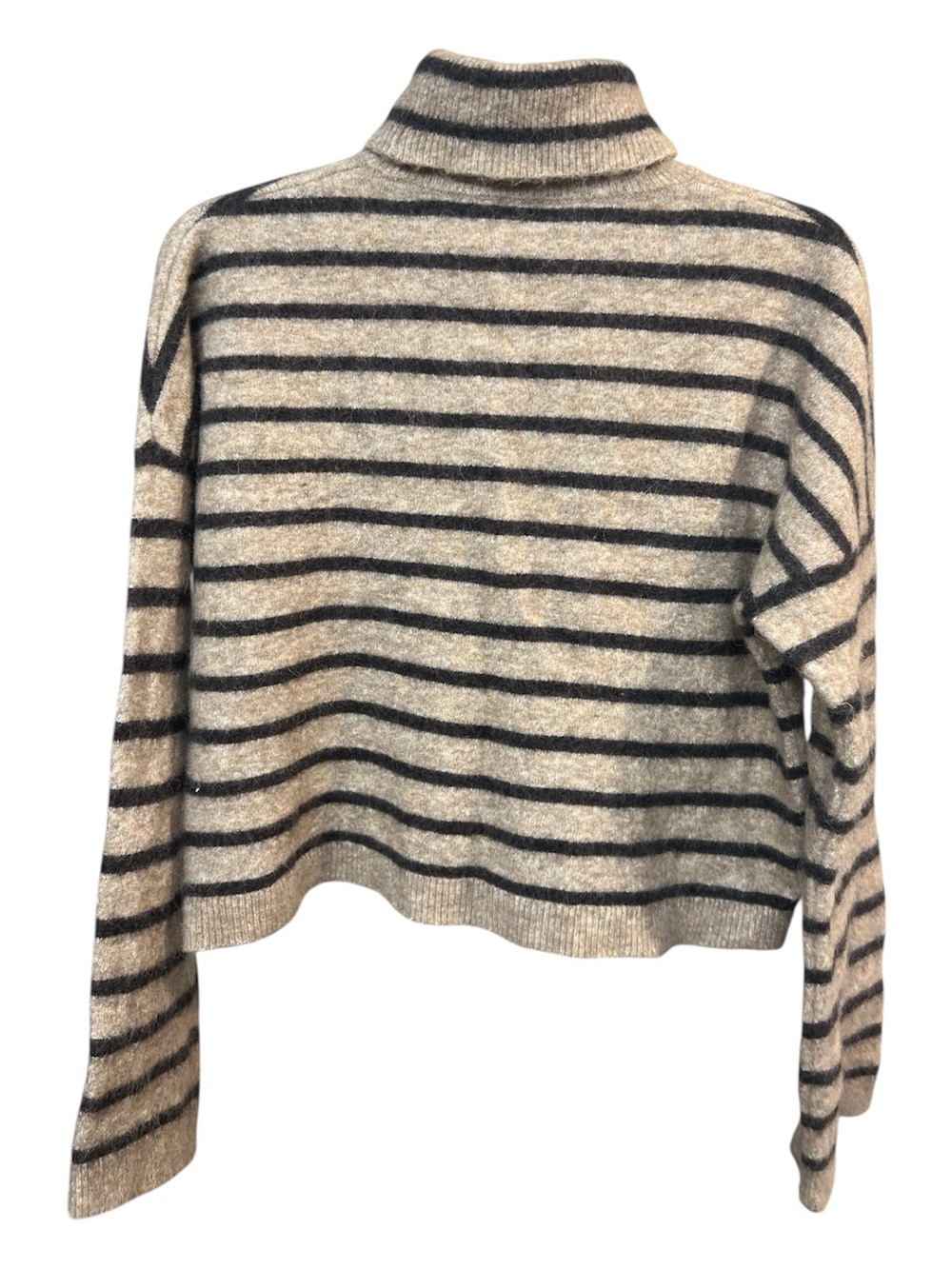 Reiss Striped Roll Neck Sweater Size Medium Cropped Alpaca Blend - Picture 2 of 4